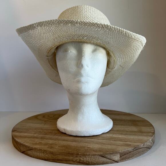 USA Vintage 90s Woven Sun Hat With Metal Golden Spiked Band Hat Size Small - Picture 14 of 14